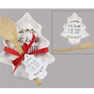 Ceramic Christmas Tree Spoon Rest with Spoon